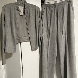 Vintage 90s Rene Lezard Gray Blazer and Suit Pants Set
